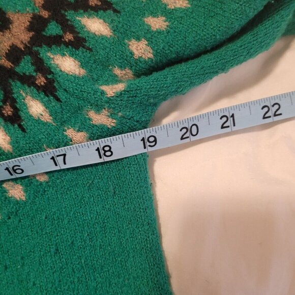 J. Jill Alpine Fair Isle Mock Neck Green Wool Blend Sweater XS Cabincore Jumper - Picture 5 of 6